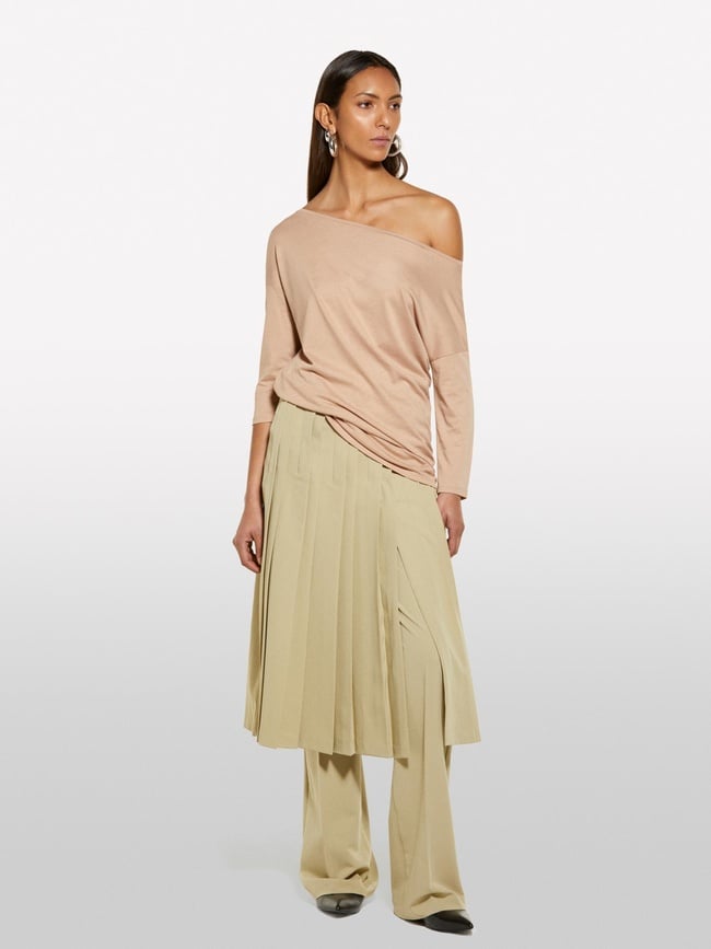  Kadın Sütlü Kahve Modal Karışımlı Kayık Yaka Regular Fit T-Shirt