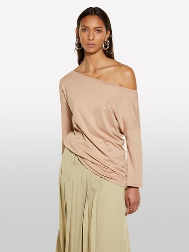  Kadın Sütlü Kahve Modal Karışımlı Kayık Yaka Regular Fit T-Shirt