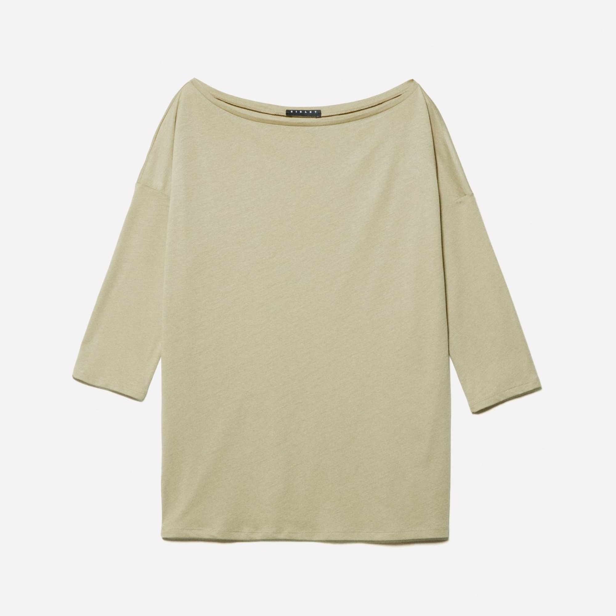 Kadın Kum Rengi Modal Karışımlı Kayık Yaka Regular Fit T-Shirt