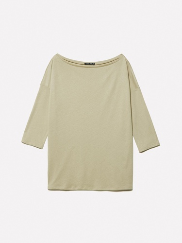  Kadın Kum Rengi Modal Karışımlı Kayık Yaka Regular Fit T-Shirt