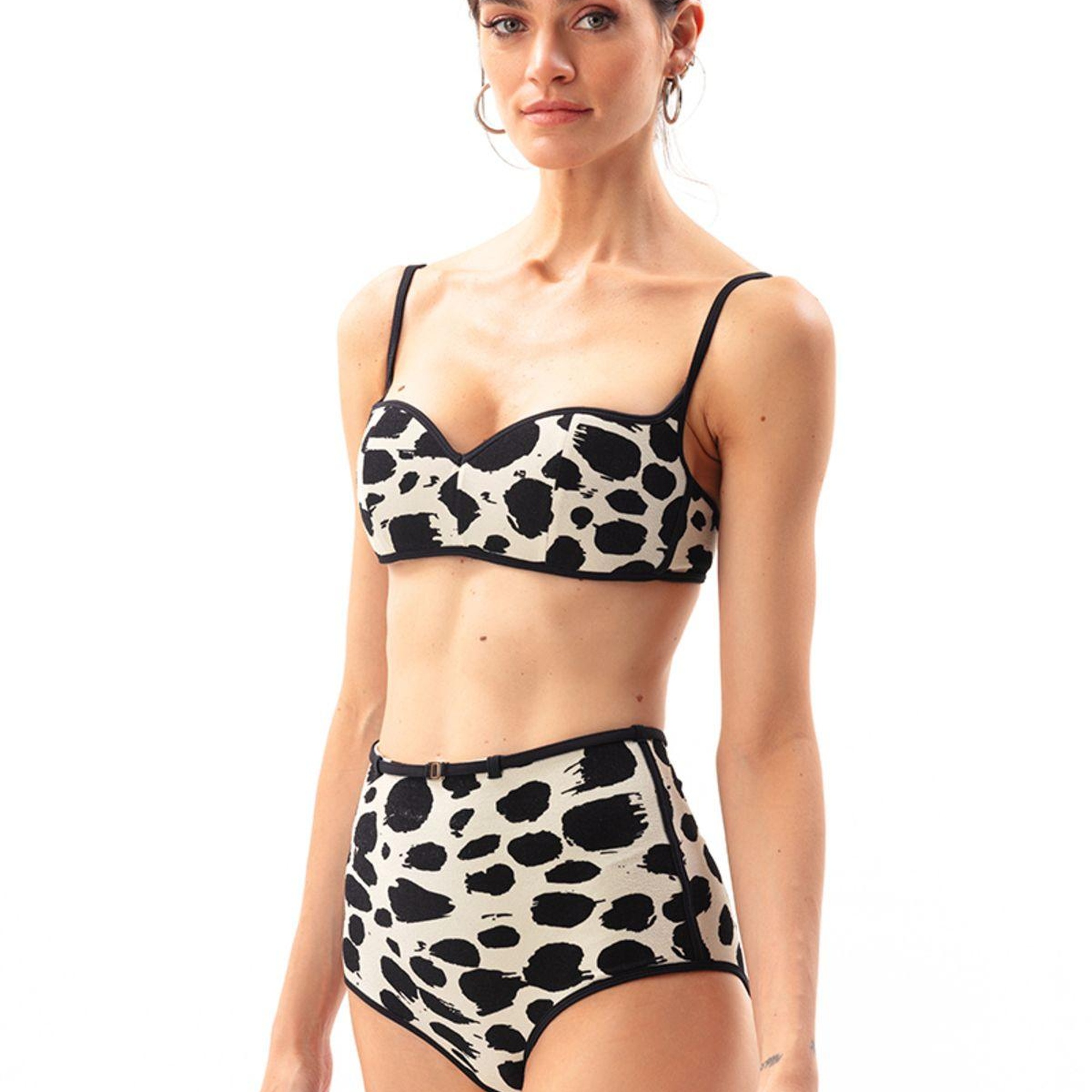 Movom Maigo V Neck Kadın Bikini Takım Siyah & Beyaz