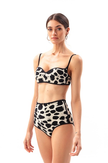  Movom Maigo V Neck Kadın Bikini Takım Siyah & Beyaz