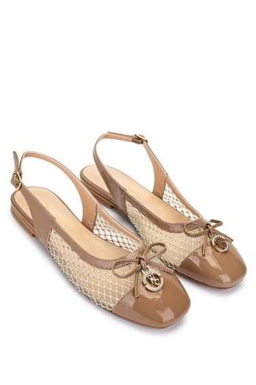  Tamer Tanca Kadın Deri & Tekstil Bej Babet Ayakkabı