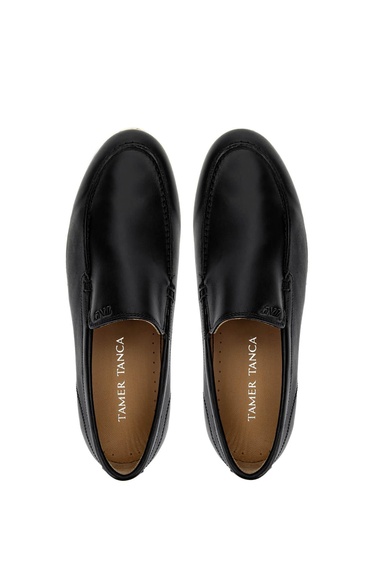  Tamer Tanca Erkek Hakiki Deri Siyah Deri Loafer Ayakkabı