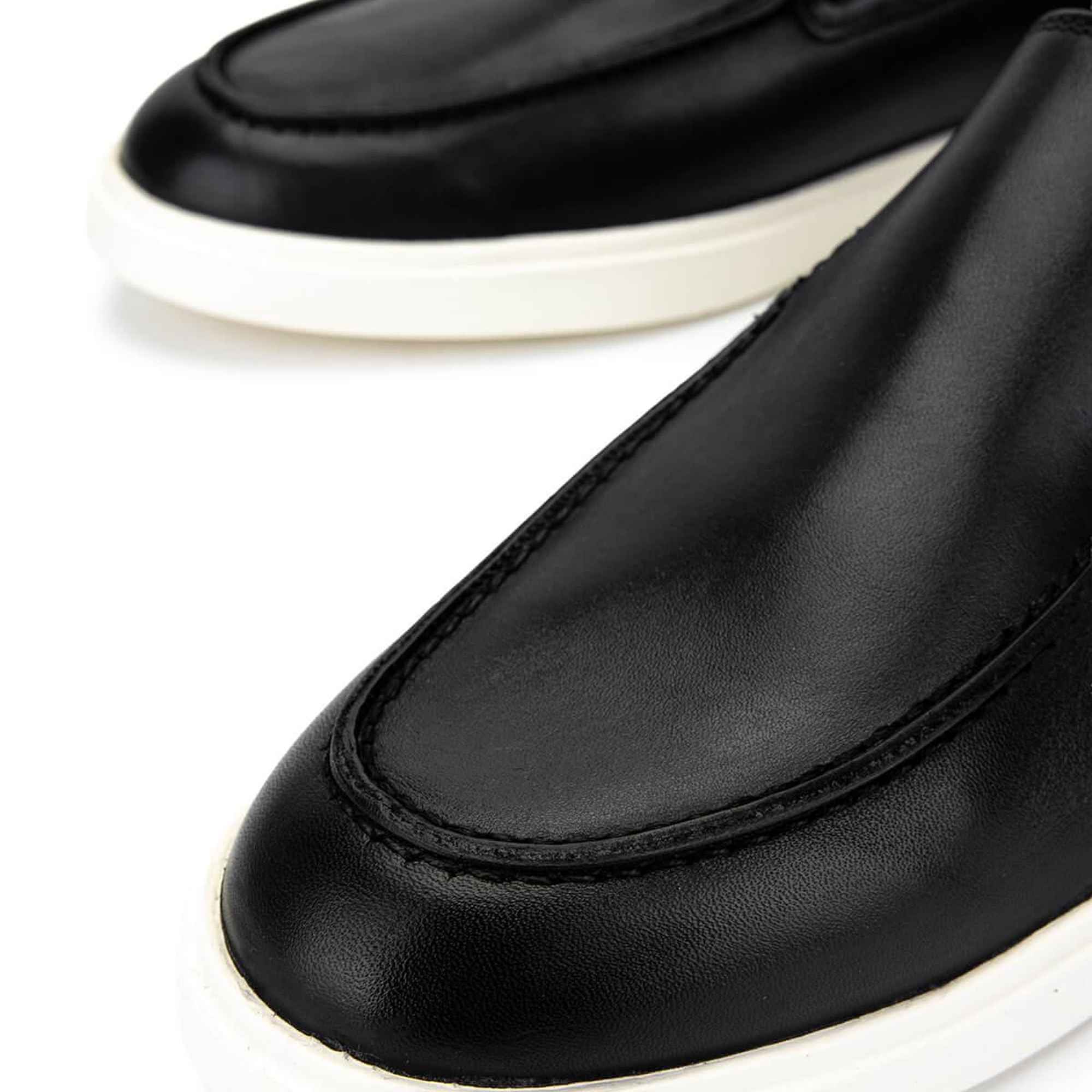 Tamer Tanca Erkek Hakiki Deri Siyah Deri Loafer Ayakkabı