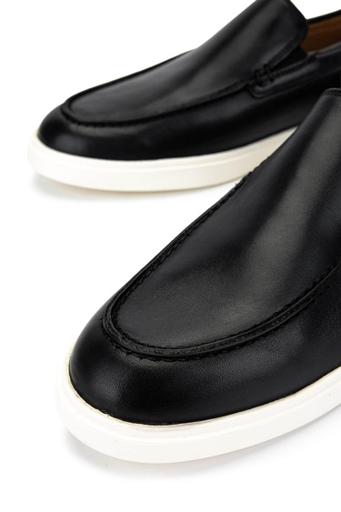  Tamer Tanca Erkek Hakiki Deri Siyah Deri Loafer Ayakkabı