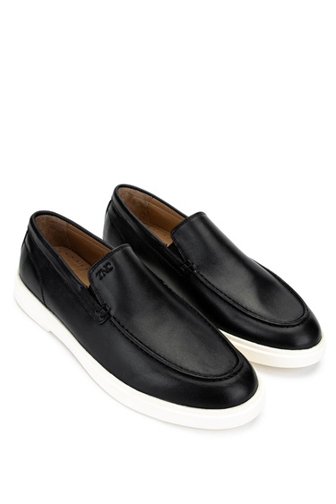  Tamer Tanca Erkek Hakiki Deri Siyah Deri Loafer Ayakkabı