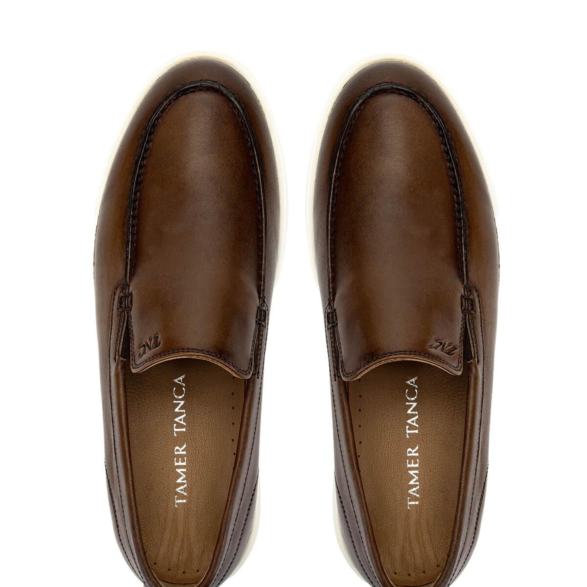 Tamer Tanca Erkek Hakiki Deri Kahverengi Loafer Ayakkabı