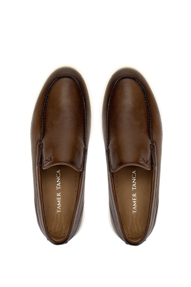  Tamer Tanca Erkek Hakiki Deri Kahverengi Loafer Ayakkabı