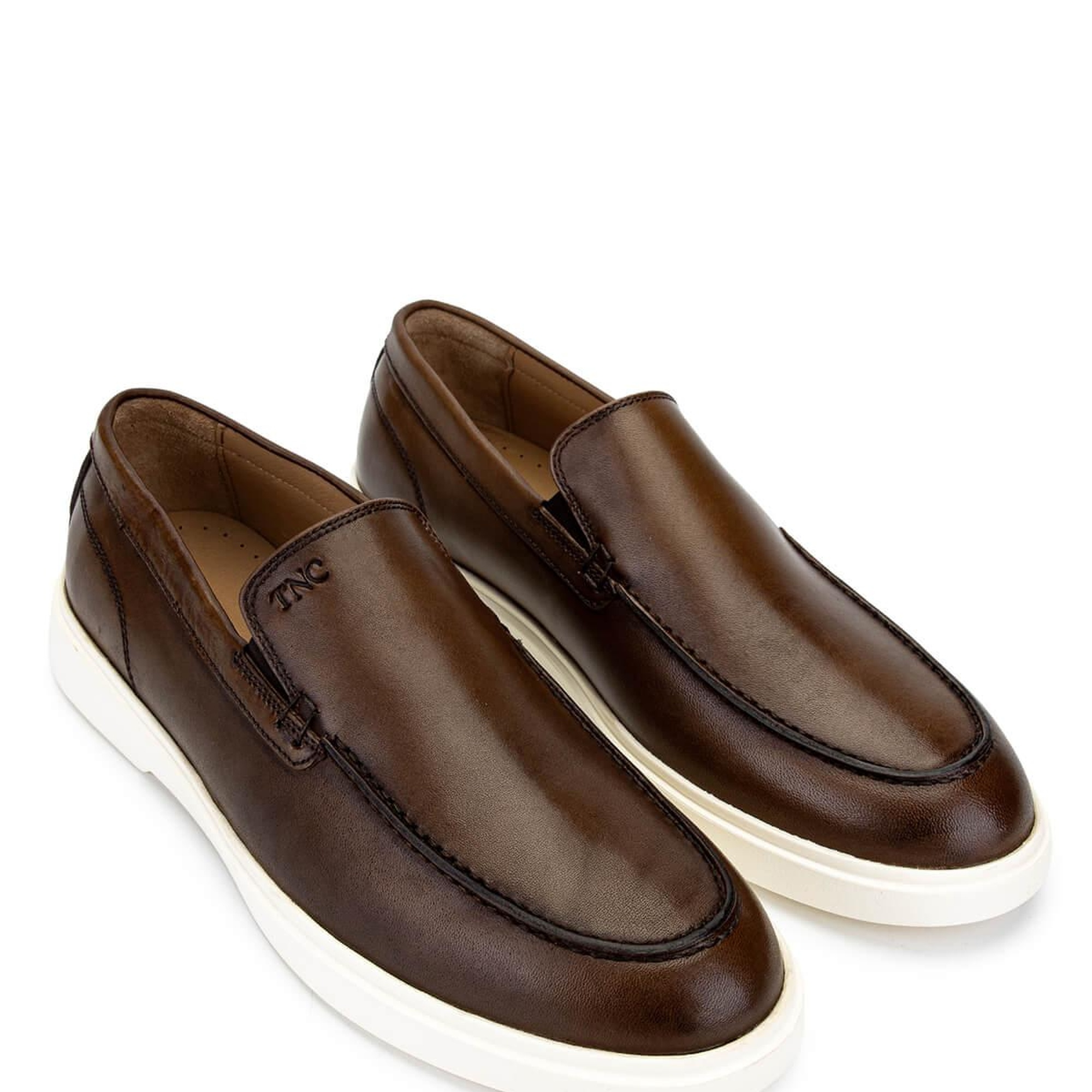 Tamer Tanca Erkek Hakiki Deri Kahverengi Loafer Ayakkabı