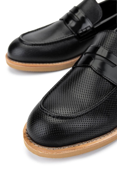  Tamer Tanca Erkek Hakiki Deri Siyah Loafer Ayakkabı