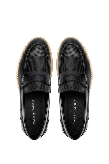  Tamer Tanca Erkek Hakiki Deri Siyah Loafer Ayakkabı