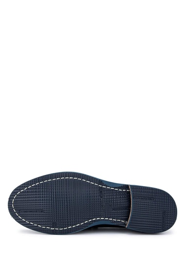  Tamer Tanca Erkek Hakiki Deri Lacivert Loafer Ayakkabı