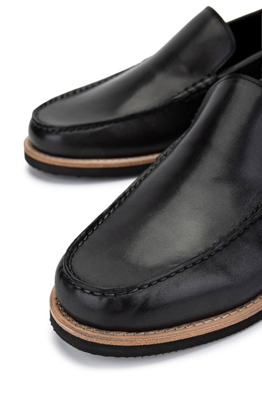  Tamer Tanca Erkek Hakiki Deri Siyah Loafer Ayakkabı