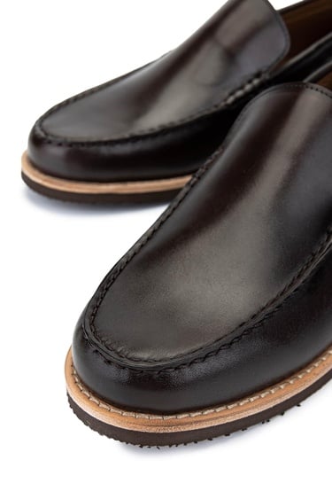  Tamer Tanca Erkek Hakiki Deri Kahverengi Loafer Ayakkabı
