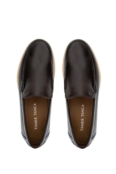  Tamer Tanca Erkek Hakiki Deri Kahverengi Loafer Ayakkabı
