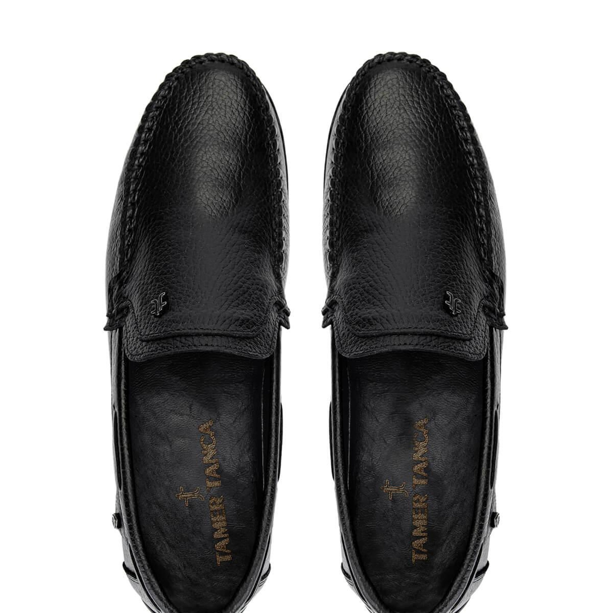 Tamer Tanca Erkek Hakiki Deri Siyah Floter Loafer Ayakkabı