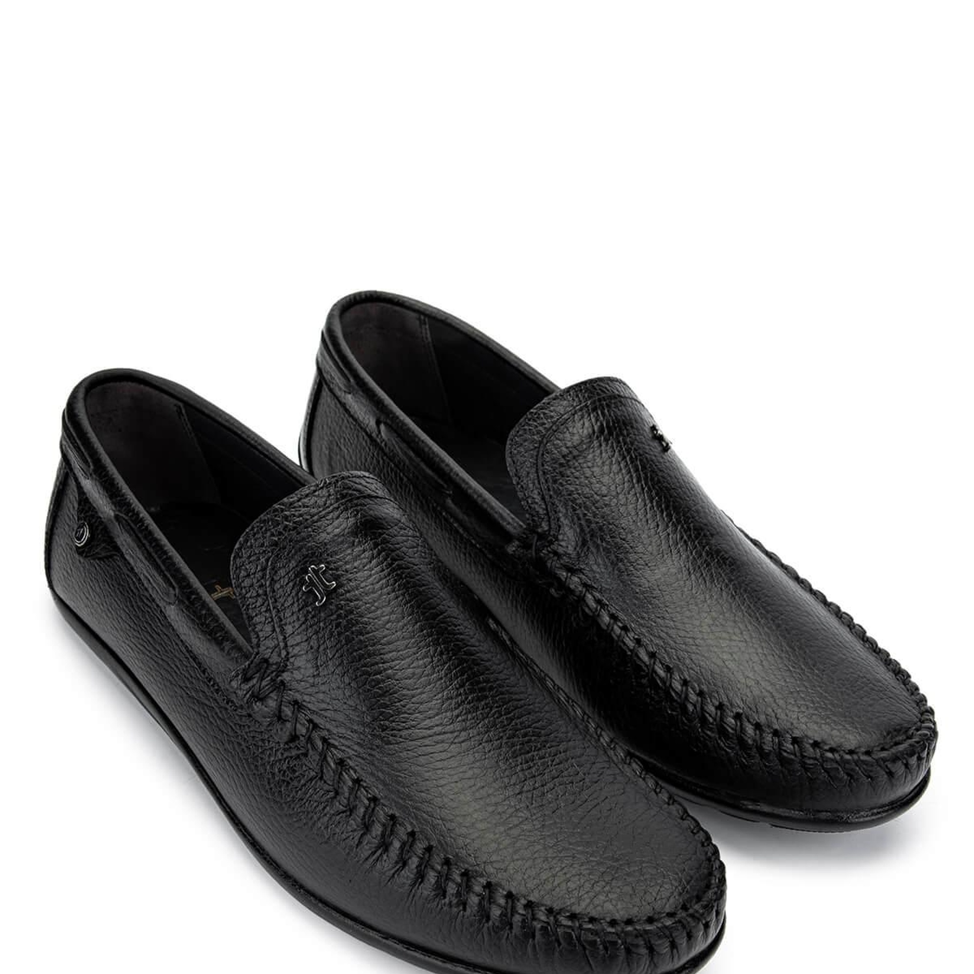 Tamer Tanca Erkek Hakiki Deri Siyah Floter Loafer Ayakkabı