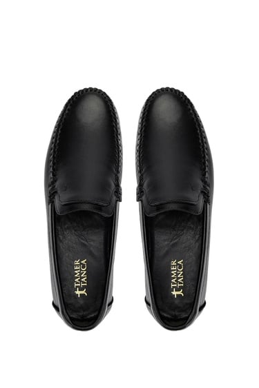  Tamer Tanca Erkek Hakiki Deri Siyah Deri Loafer Ayakkabı
