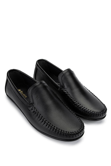  Tamer Tanca Erkek Hakiki Deri Siyah Deri Loafer Ayakkabı