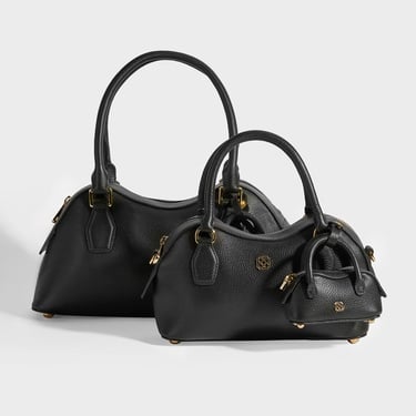  Kadın Siyah Deri Çanta Aksesuarlı Büyük Omuz Çantası