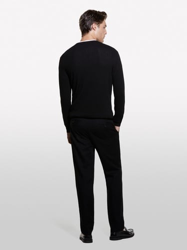  Erkek Siyah Kaşmir Karışımlı Bisiklet Yaka Kazak