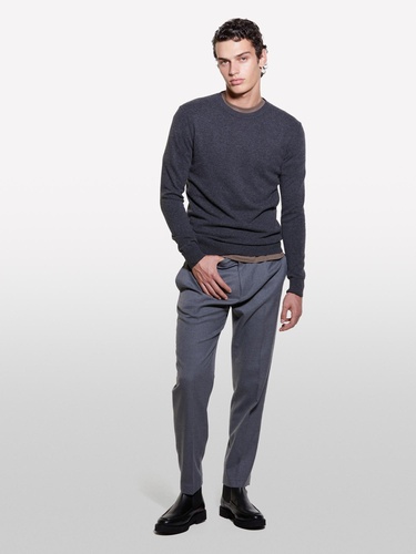  Erkek Antrasit Kaşmir Karışımlı Bisiklet Yaka Kazak