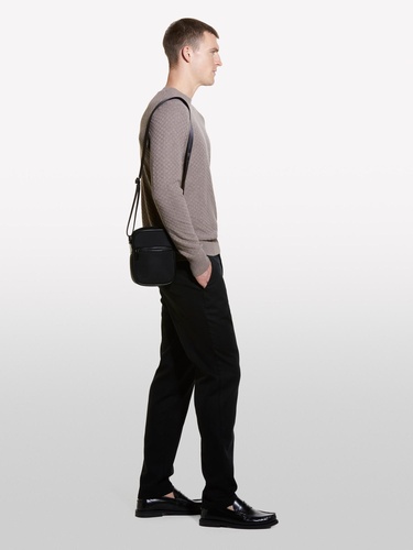  Erkek Kahve Melanj Yün Karışımlı Uzun Kollu Ribanalı Kazak