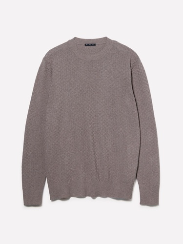  Erkek Kahve Melanj Yün Karışımlı Uzun Kollu Ribanalı Kazak