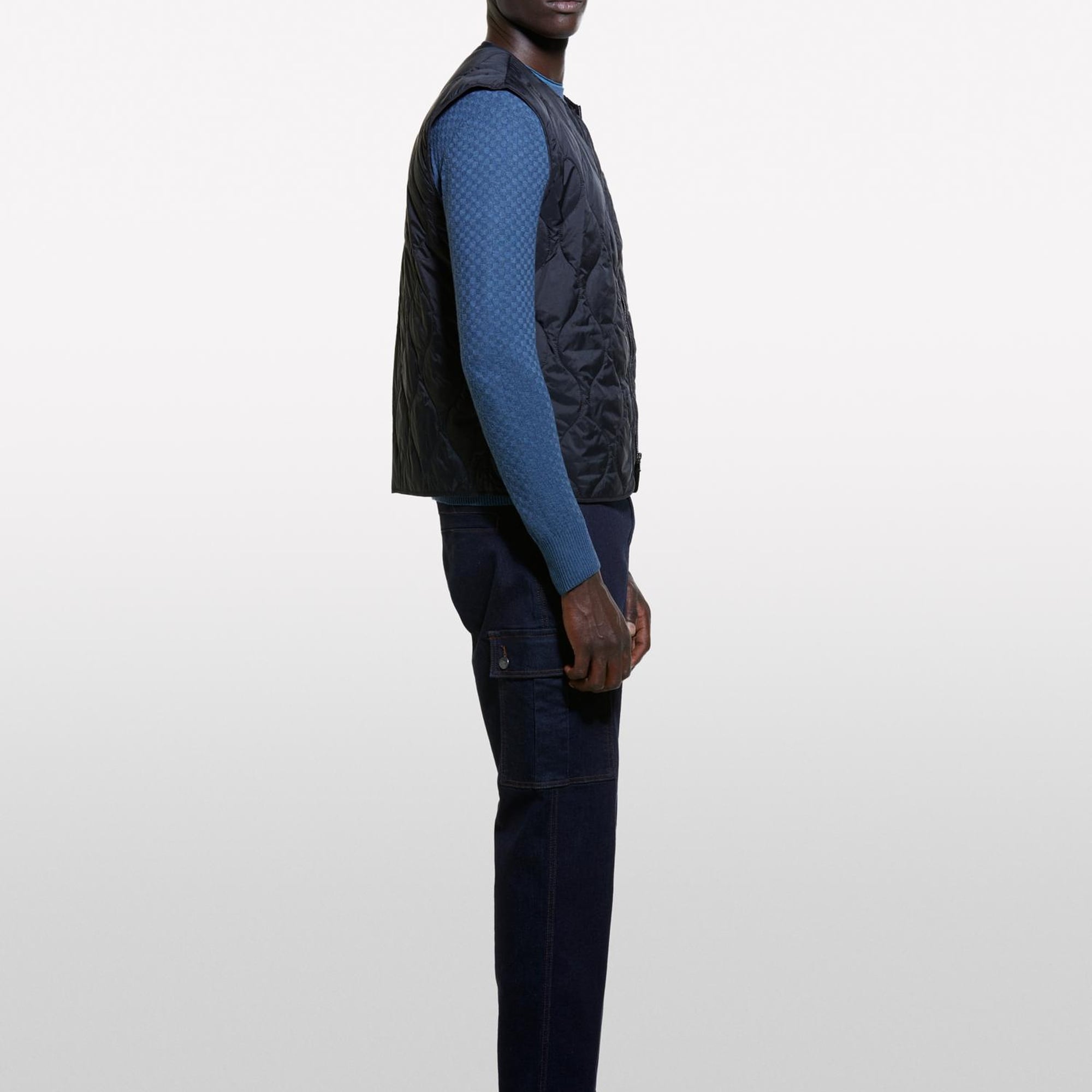 Erkek Petrol Mavisi Yün Karışımlı Uzun Kollu Ribanalı Kazak