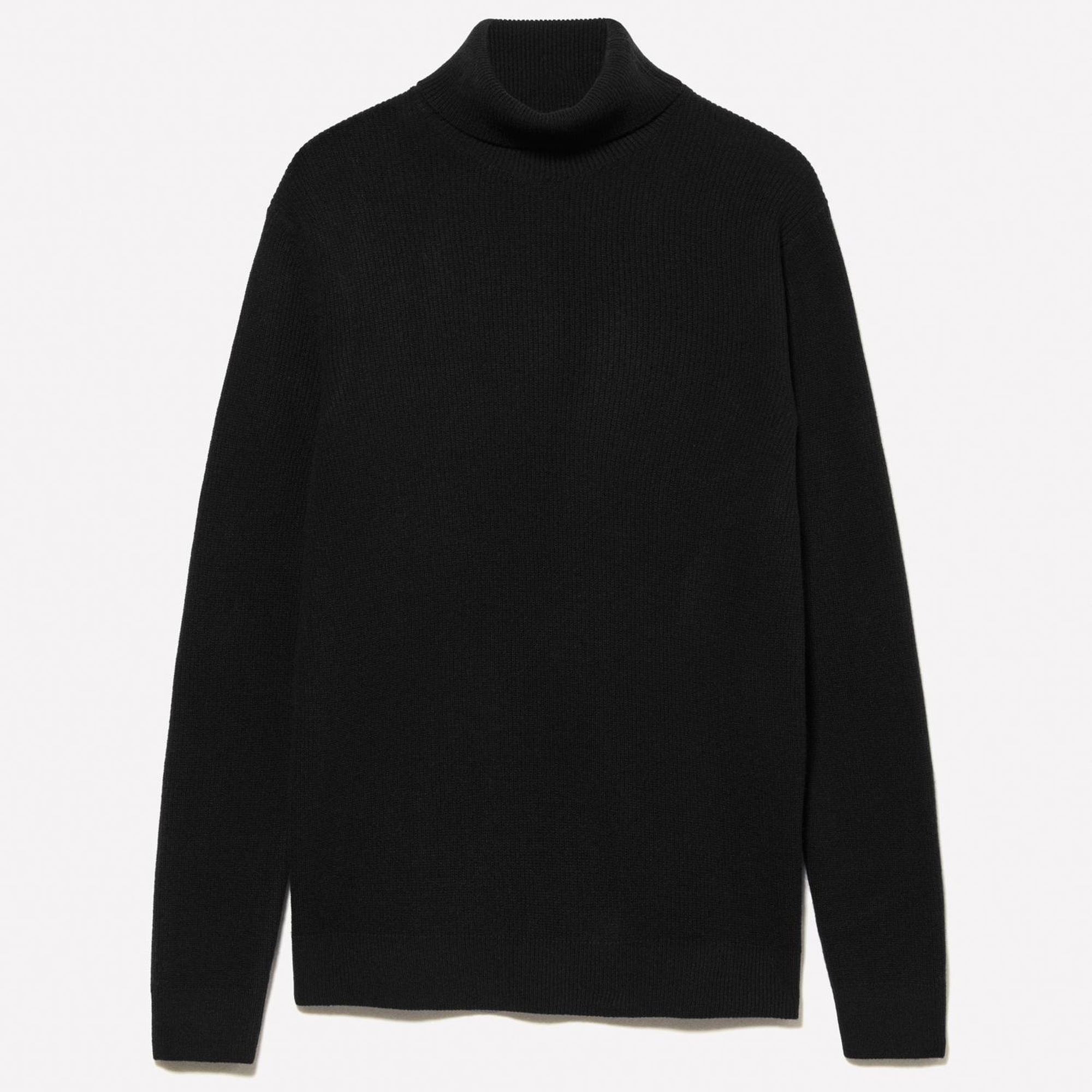 Erkek Siyah Yün Karışımlı Dik Yaka Kazak