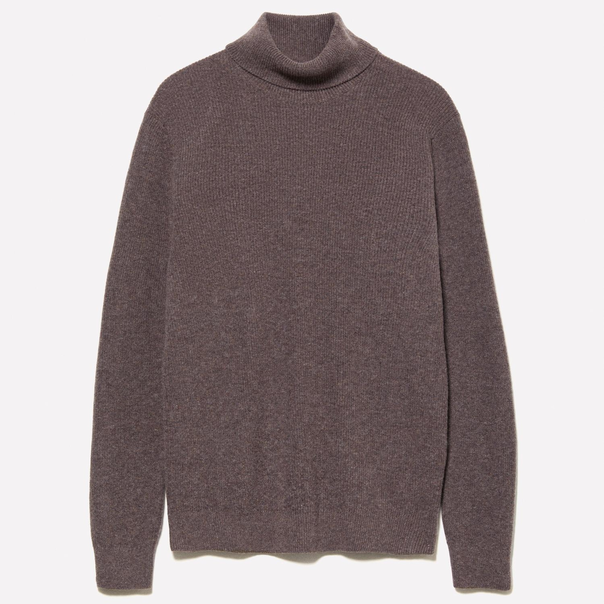 Erkek Kahverengi Yün Karışımlı Dik Yaka Kazak