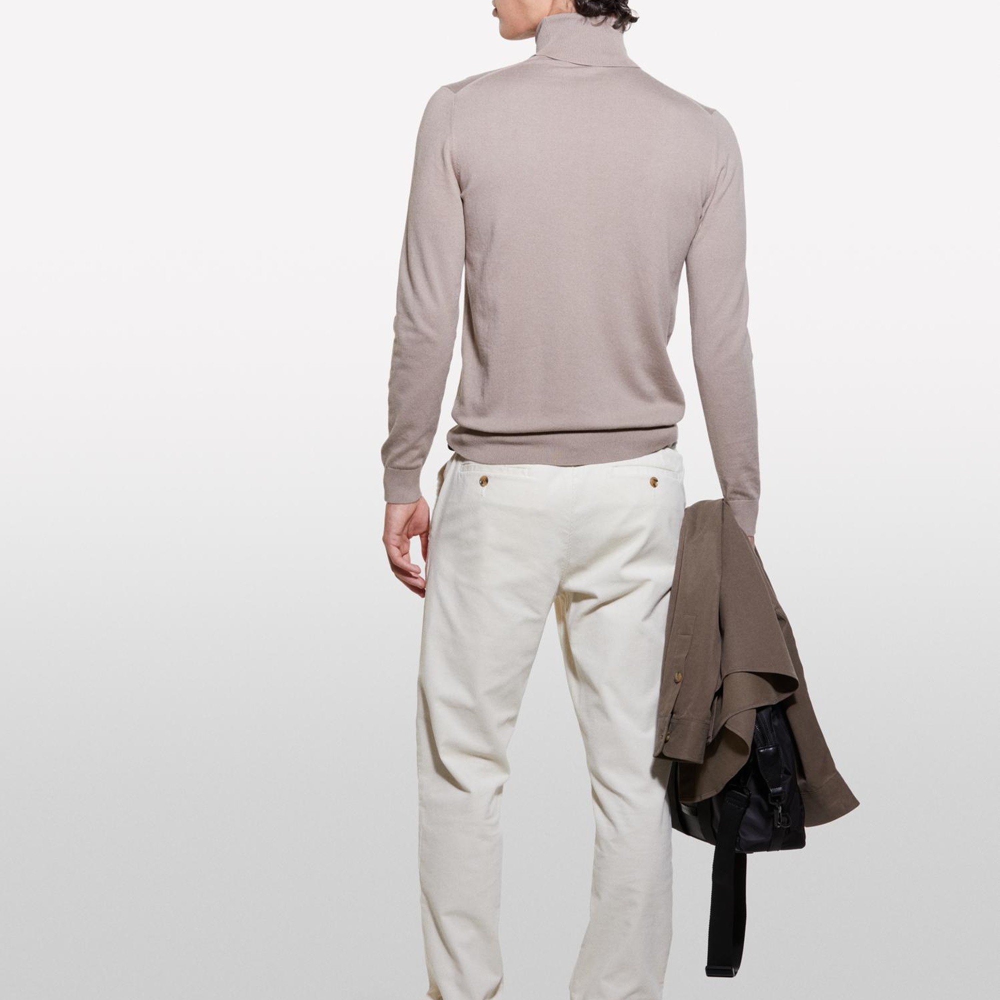 Erkek Deve Tüyü Koton Karışımlı Dik Yaka Kazak