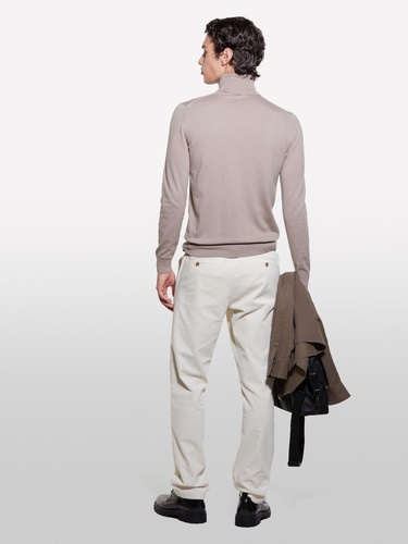  Erkek Deve Tüyü Koton Karışımlı Dik Yaka Kazak