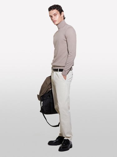  Erkek Deve Tüyü Koton Karışımlı Dik Yaka Kazak