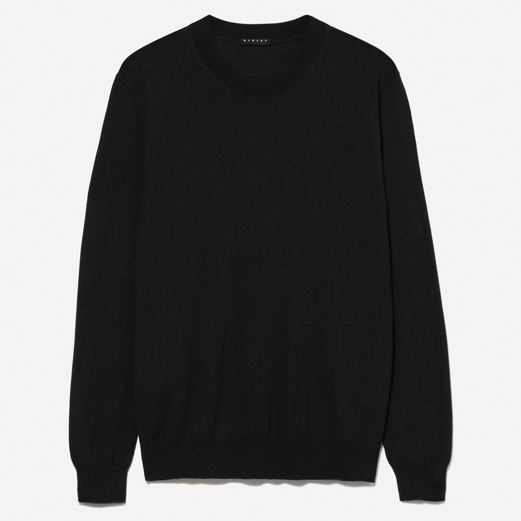 Erkek Siyah Yün Karışımlı Bisiklet Yaka Kazak