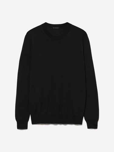  Erkek Siyah Yün Karışımlı Bisiklet Yaka Kazak