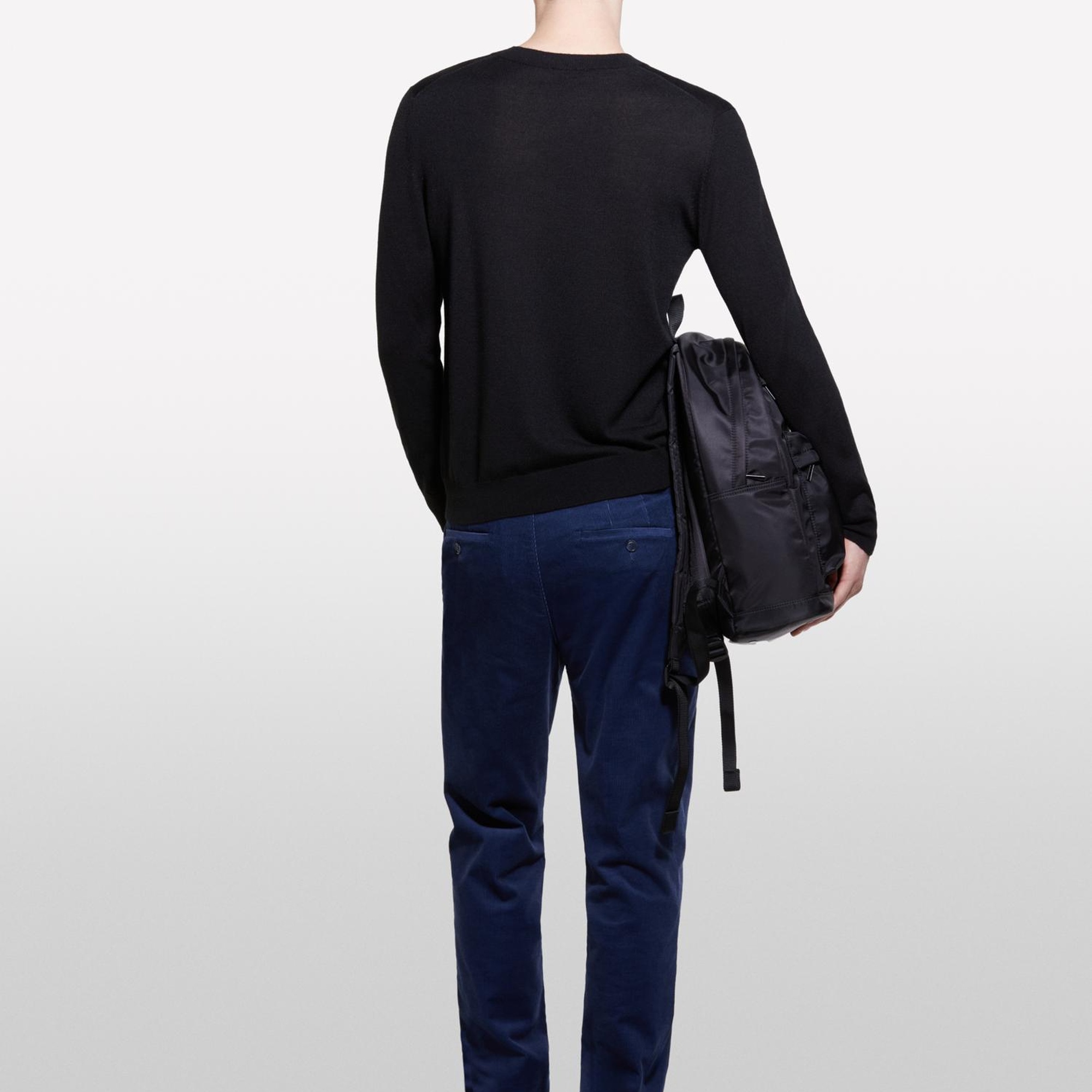 Erkek Siyah Yün Karışımlı Bisiklet Yaka Kazak