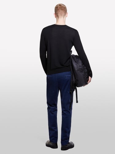  Erkek Siyah Yün Karışımlı Bisiklet Yaka Kazak