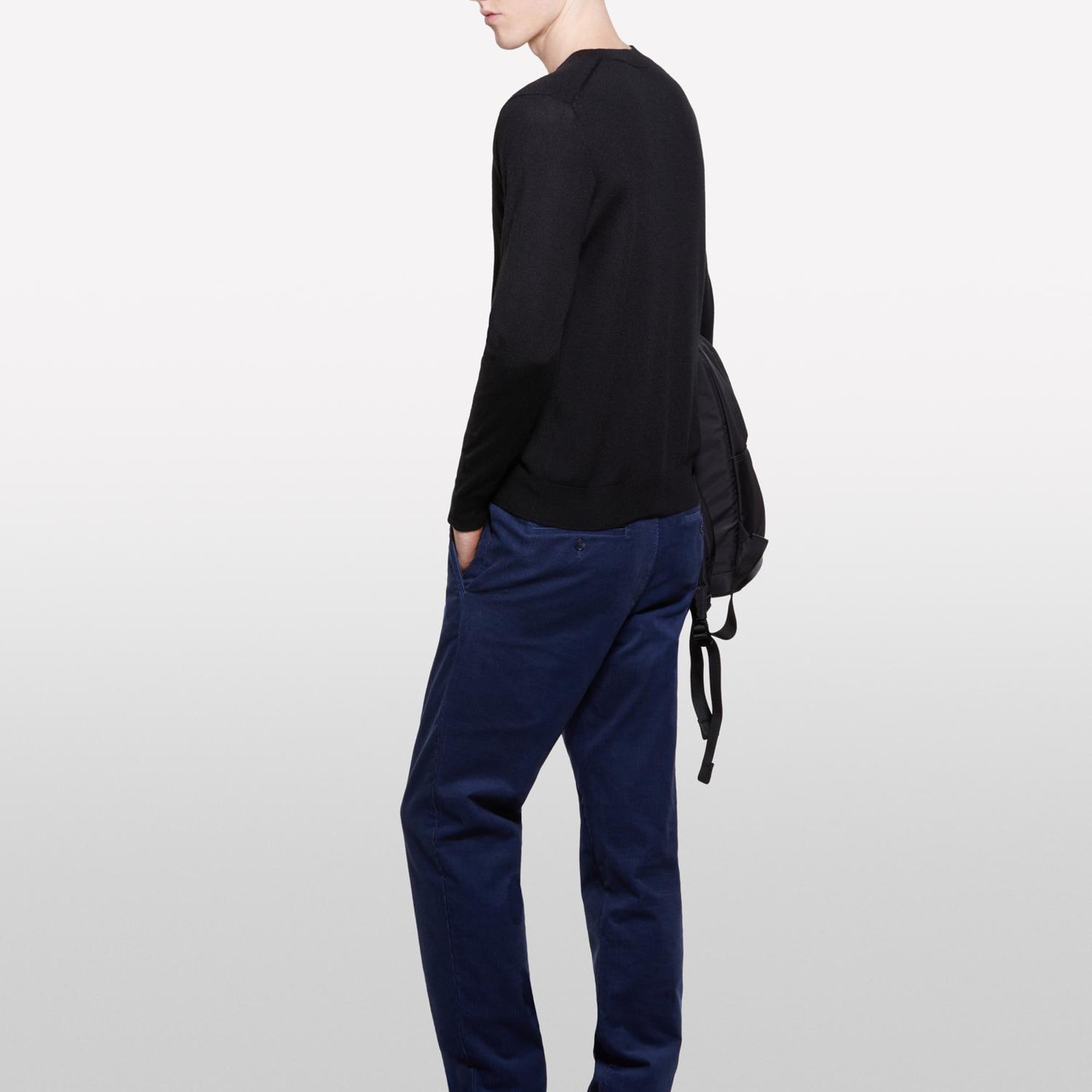 Erkek Siyah Yün Karışımlı Bisiklet Yaka Kazak