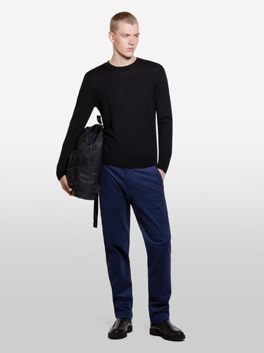  Erkek Siyah Yün Karışımlı Bisiklet Yaka Kazak