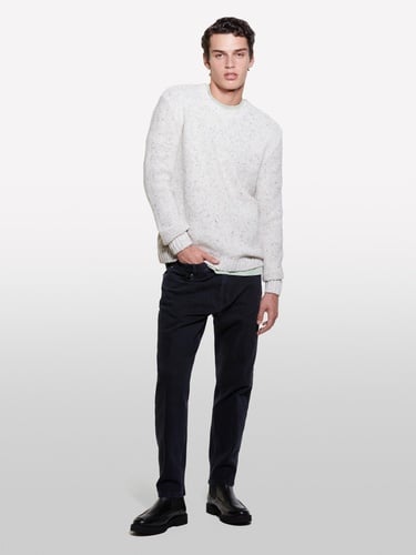  Erkek Bej Yün Karışımlı Normal Kesim Ribanalı Bisiklet Yaka Kazak