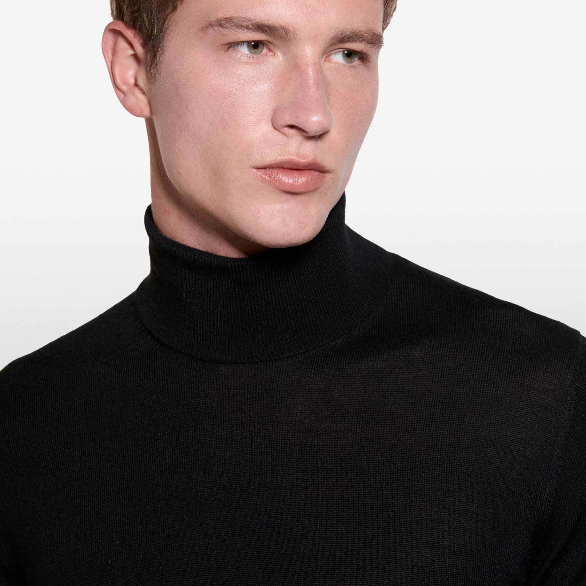 Erkek Siyah Yün Karışımlı Slim Fit Kazak