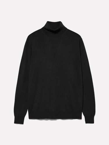  Erkek Siyah Yün Karışımlı Slim Fit Kazak