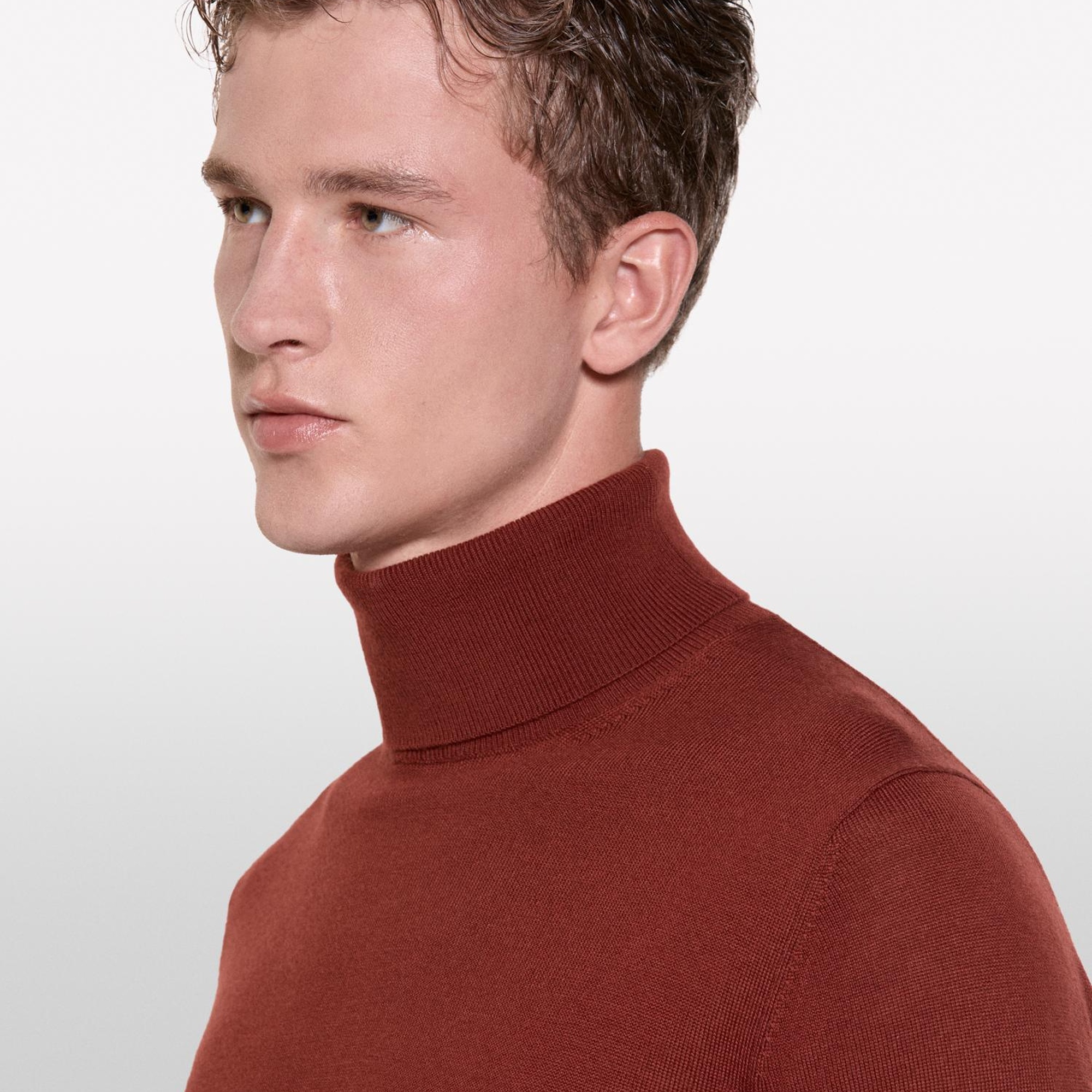 Erkek Bordo Yün Karışımlı Slim Fit Kazak