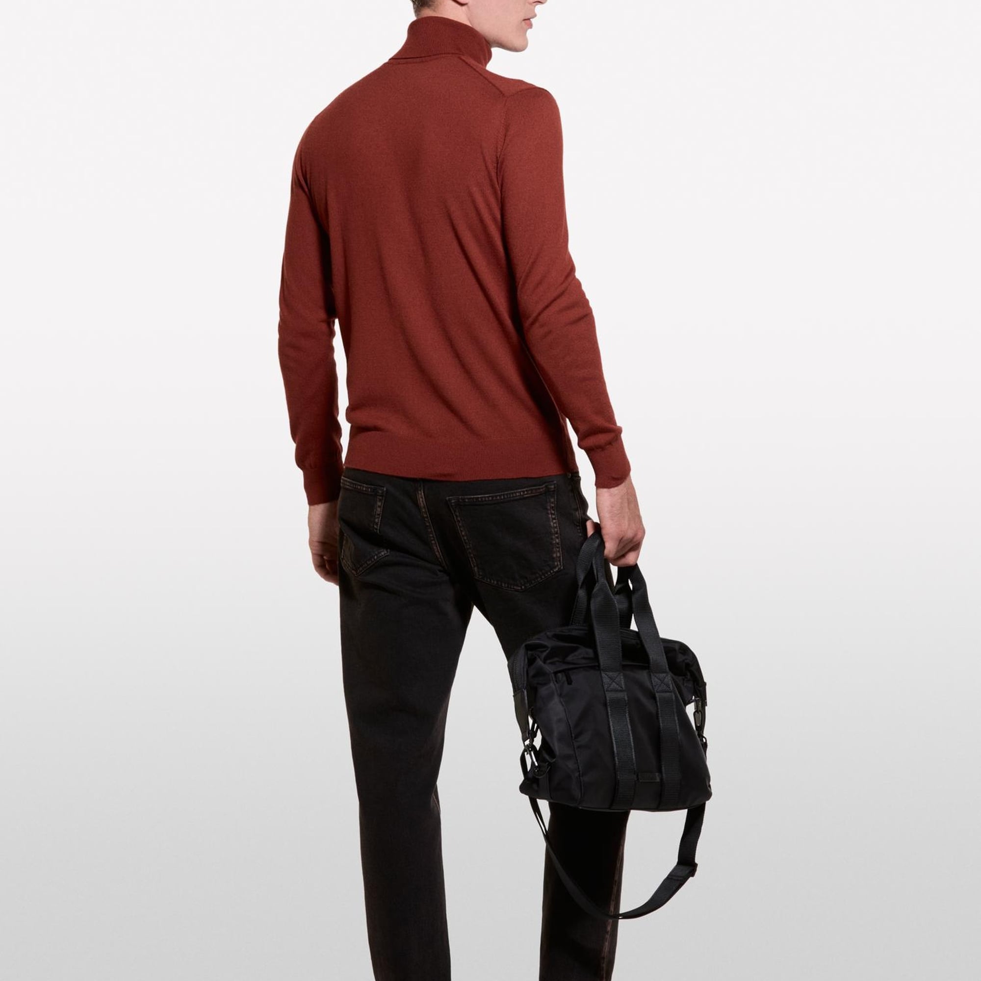 Erkek Bordo Yün Karışımlı Slim Fit Kazak