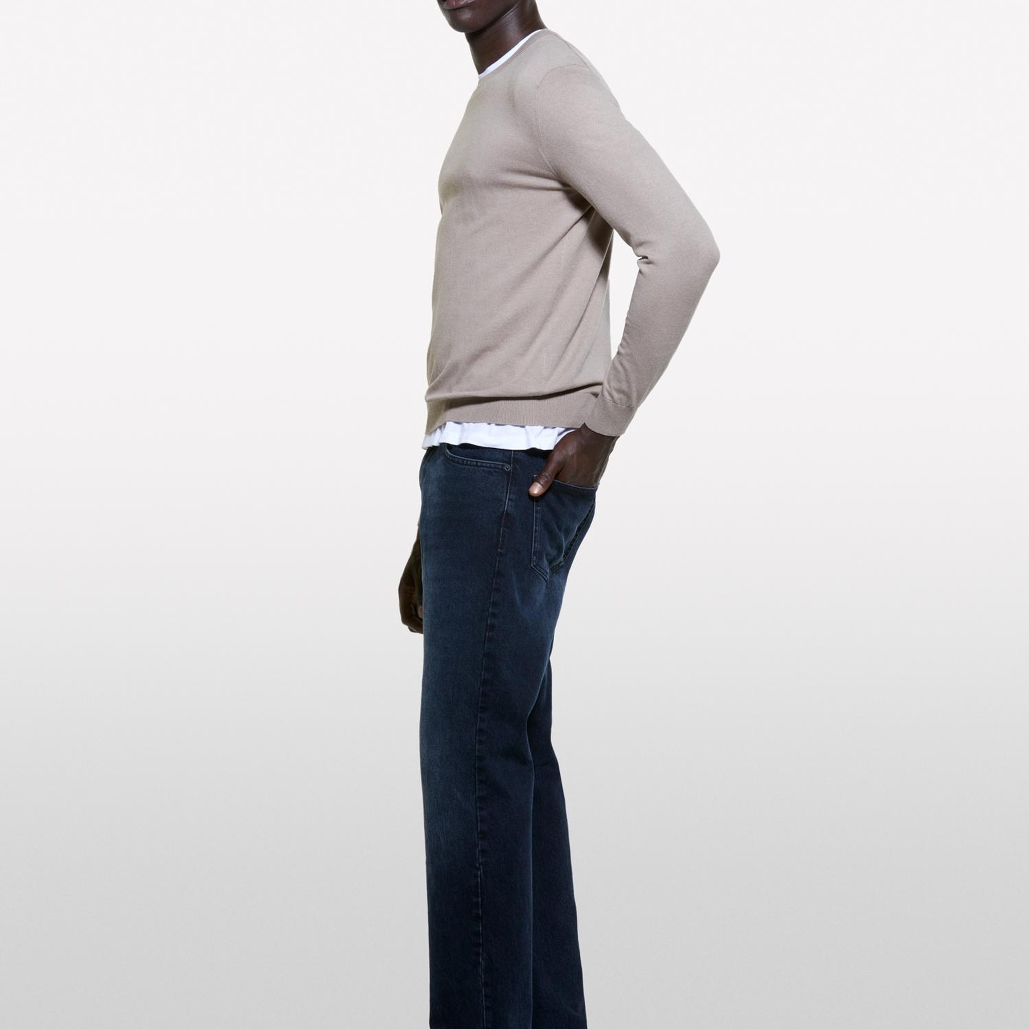 Erkek Deve Tüyü Pamuk Karışımlı Normal Kesim Uzun Kollu Ribanalı Kazak