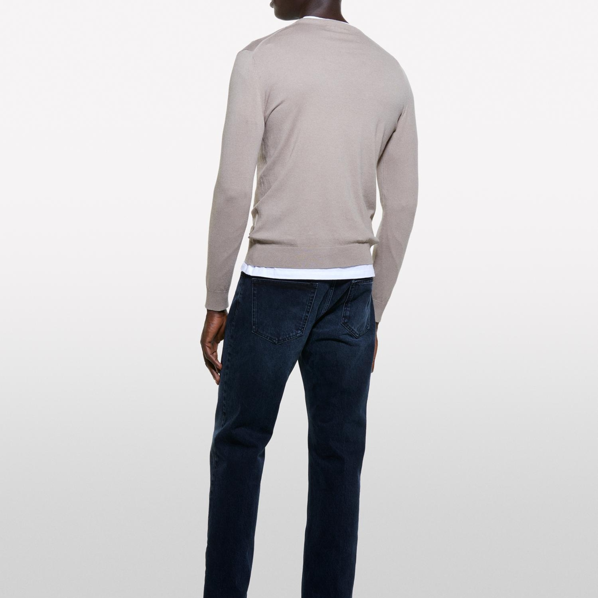 Erkek Deve Tüyü Pamuk Karışımlı Normal Kesim Uzun Kollu Ribanalı Kazak