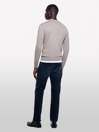  Erkek Deve Tüyü Pamuk Karışımlı Normal Kesim Uzun Kollu Ribanalı Kazak