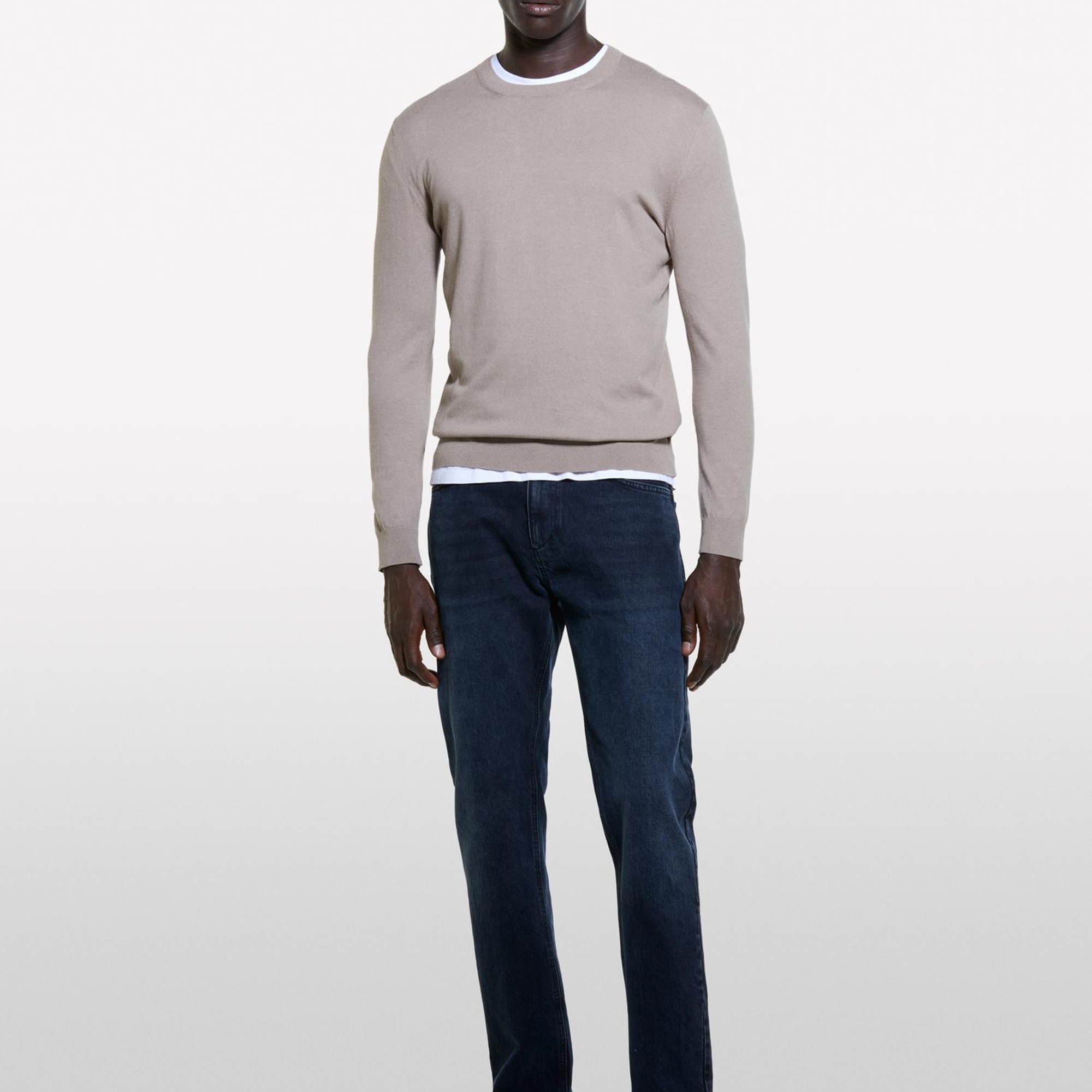 Erkek Deve Tüyü Pamuk Karışımlı Normal Kesim Uzun Kollu Ribanalı Kazak